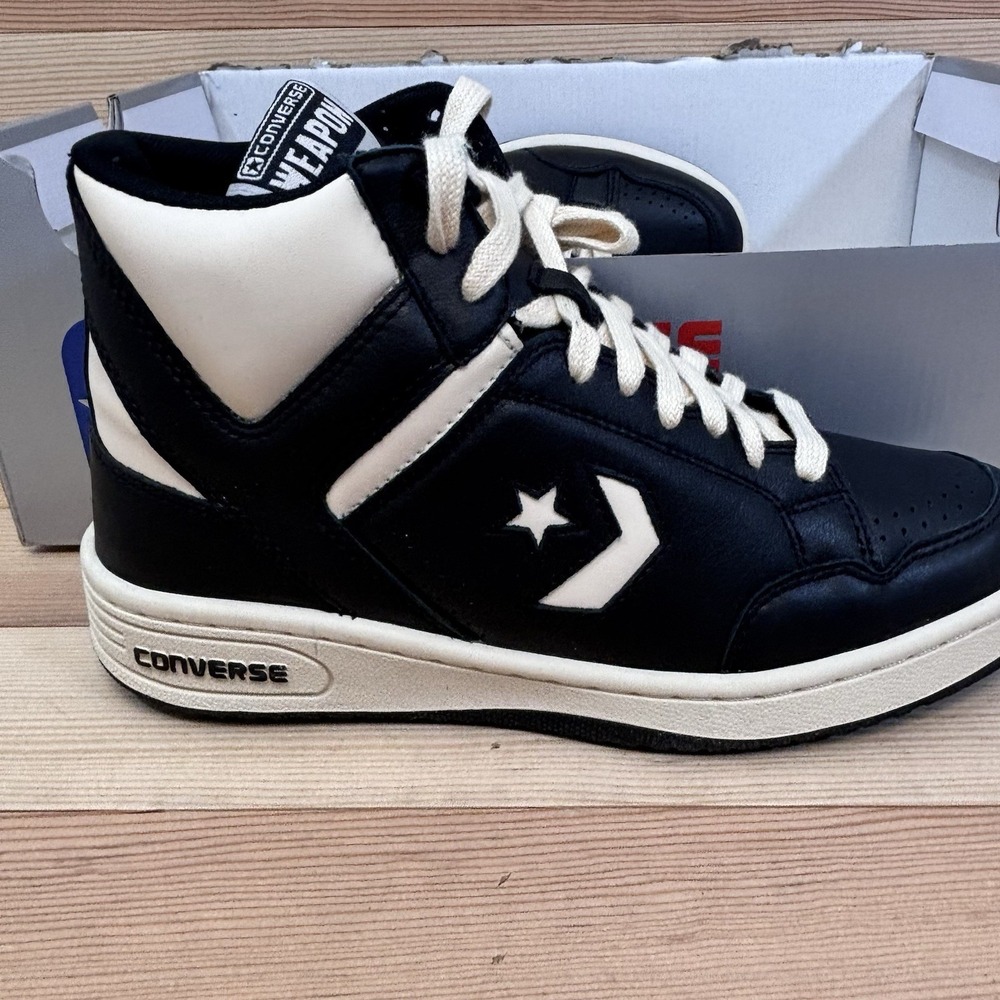 Converse Weapon High Mens 8.5 Old Money Pack Black Natural Ivory A04400C BIRD